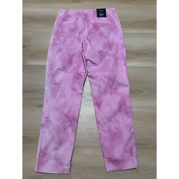 NWT Gap Straight Khaki Women's‎ Pants Pink Tie Dye Cotton Size 2 - Picture 7 of 9